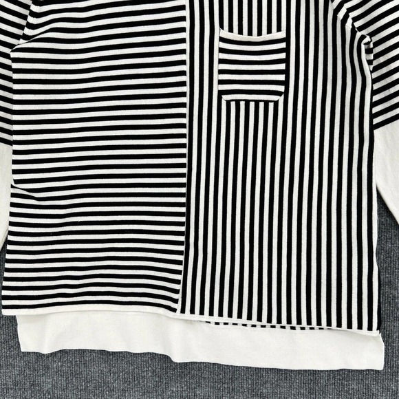 Karen Millen Sweater Womens Large Black White Striped Long Sleeve Tunic - Picture 3 of 10
